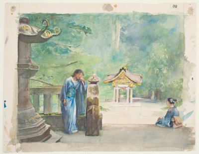 Kutsal Yazı, İyemitsu Tapınağı (kağıt üzeri grafit üzeri wc) by John La Farge or Lafarge