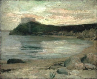 Akşam Işığı Çalışması, Fort Dumpling, Newport Limanı (tuval üzerine yağlı boya) by John La Farge or Lafarge