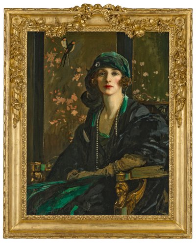 Siyah ve Yeşilli Bir Kadın: Bayan Freda Dudley Ward by John Lavery