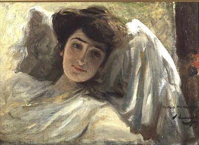 A Long Lady at Dinleniyor (gemide yağ) by John Lavery