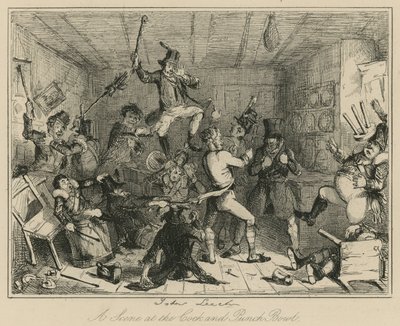 ಕಾಕ್ ಮತ್ತು ಪಂಚ್ ಬೌಲ್ ಟರ್ಕ್‌ನಲ್ಲಿನ ದೃಶ್ಯ by John Leech