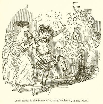 Meto adlı genç bir asilzadenin senatosunda görünmesi by John Leech