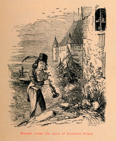 Blondel, Richards Hapishanesinin duvarları altında, c1860, c1860 by John Leech