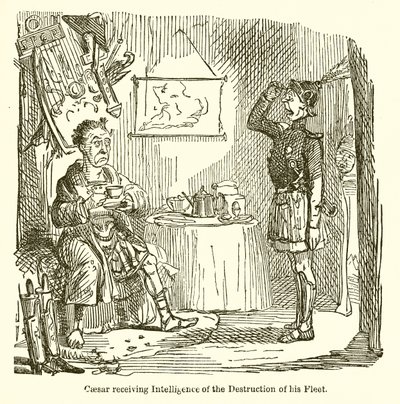 Caesar receiving Intelligence of the Destruction of his Fleet  by John Leech