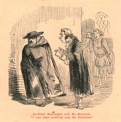 Kardinal Campeggio ve Bay Sampson. Şimdi hiçbir şey duyamıyorum Bay Sampson., 1897. by John Leech