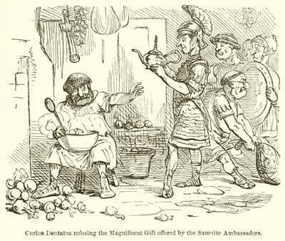 Curius Dentatus, Samnit Elçileri tarafından sunulan Muhteşem Hediyeyi Reddetti by John Leech