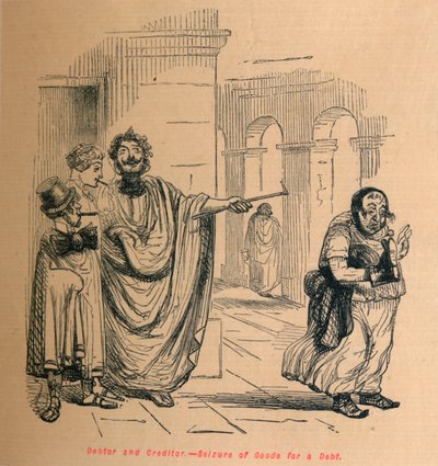 Borçlu ve Alacaklı - Bir Borç İçin Mallara El Koyma, 1852 by John Leech