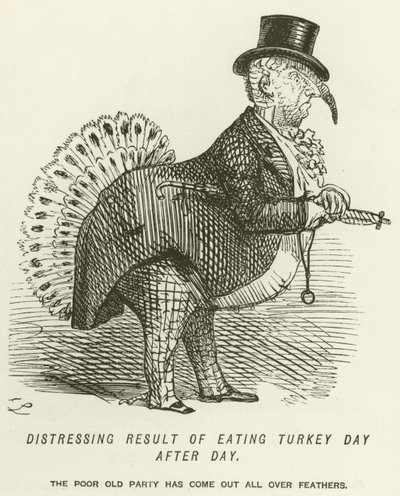 Distressing Result of Eating Turkey Day after Day  by John Leech