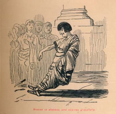 Drusus bıçaklanır ve zarif bir şekilde ölür, 1852 by John Leech