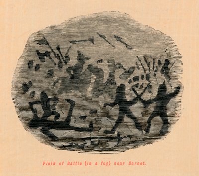 Barnet yakınlarındaki bir siste Savaş Alanı, by John Leech