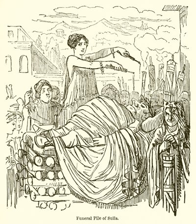 Funeral Pile of Sulla  by John Leech