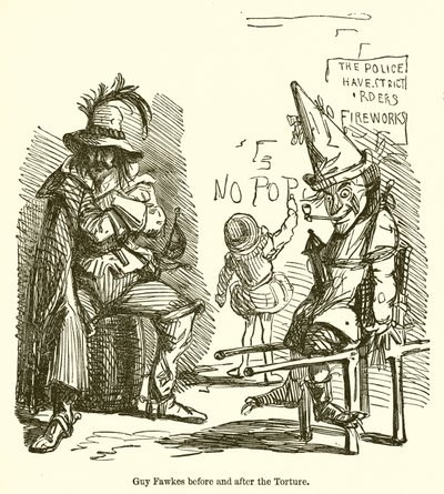 Guy Fawkes before and after the Torture  by John Leech