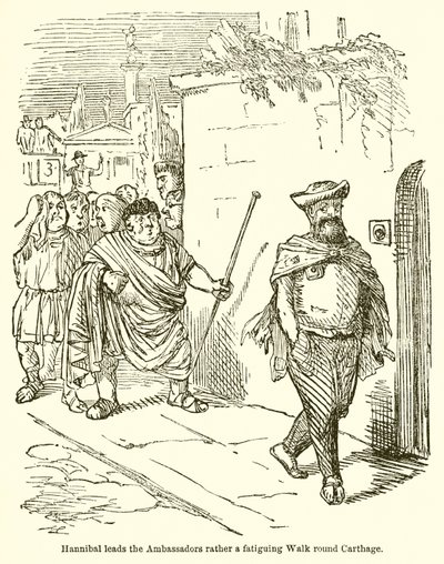 Hannibal, Elçilere Kartaca Çevresinde Yorucu Bir Yürüyüşten Daha Çok Önderlik Ediyor by John Leech