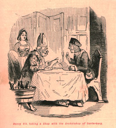 Henry VII, 1897, Canterbury Başpiskoposu ile bir pirzola alırken. by John Leech