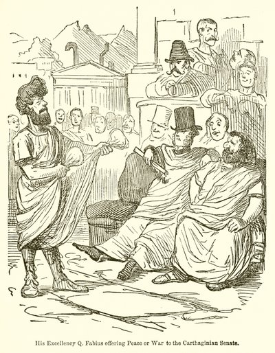 Ekselansları Q. Fabius, Kartaca Senatosuna Barış veya Savaş Sunuyor by John Leech