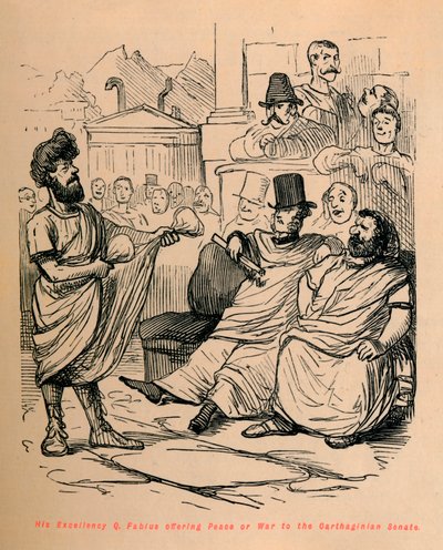 Ekselansları Q Fabius, Kartaca Senatosuna Barış veya Savaş teklif ediyor, 1852 by John Leech
