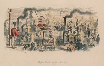 Hyde Park olacağı gibi (renkli gravür) by John Leech