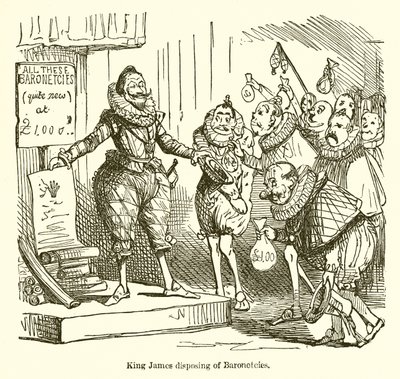 King James Disposing of Baronetcies  by John Leech