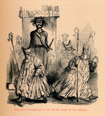 Kral John, Piskoposların Burunlarını kesmekle tehdit ediyor, c1860, c1860 by John Leech