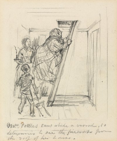 Bayan Potts bir Kalabalığa tahammül edemez. by John Leech