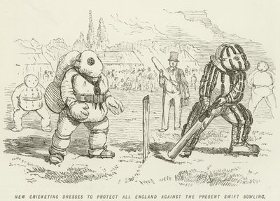 New Cricketing Dresses to Protect all England Against the Present Swift Bowling  by John Leech