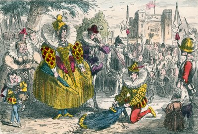 Kraliçe Elizabeth ve Sir Walter Raleigh by John Leech