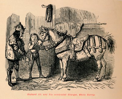 Richard III. ve onun ünlü Charger, White Surrey, by John Leech