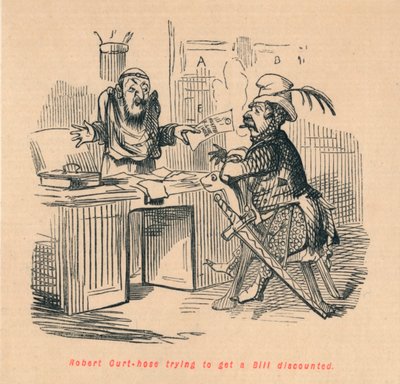 Robert Curthose, indirimli bir Bill almaya çalışıyor, c1860, c1860 by John Leech