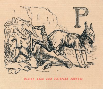 Roma Aslanı ve Falerian Jackass, 1852 by John Leech