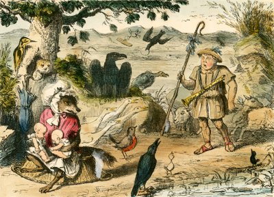 Nazik bir çoban tarafından keşfedilen Romulus ve Remus by John Leech