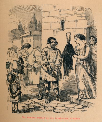Capua sakinlerinin giydirdiği Romalılar, 1852 by John Leech