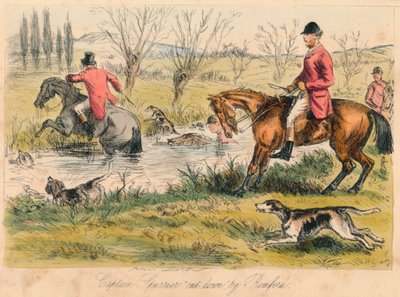 Kaptan Spurrier, Romford tarafından kesilmiş, 1865. Sanatçılar: John Leech, Hablot Knight Browne. by John Leech and Hablot Knight Browne