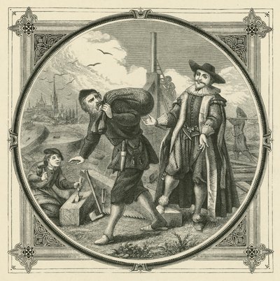 Bir mısır tanesini öğütmek için bütün bir değirmen (gravür) by John Leighton