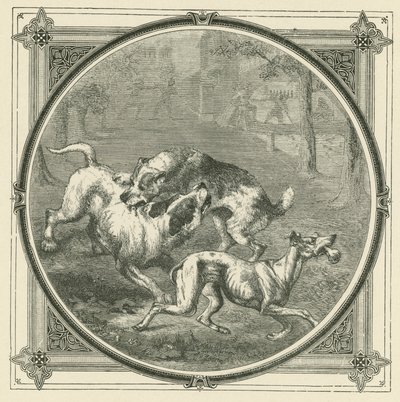 Köpekler ve kemik (gravür) by John Leighton