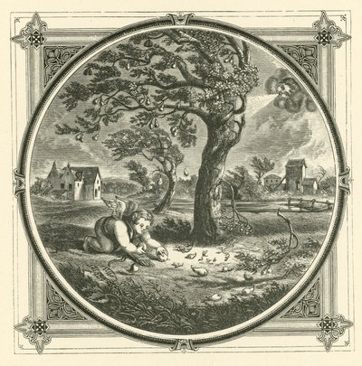 Olgun armut ele hazır olarak düşer (gravür) by John Leighton
