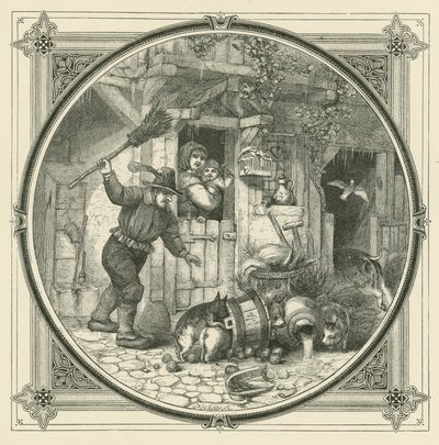 Domuzun yaptığını küçük domuzlar ödemeli (gravür) by John Leighton