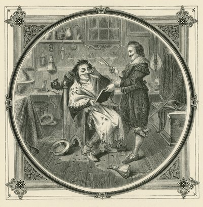 İyi tıraş olmayı kim öğrenecek, önce bir aptalın sakalı üzerinde çalışmalı (gravür) by John Leighton