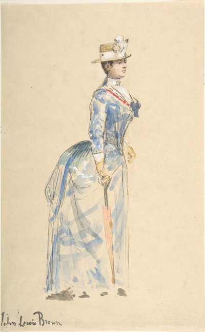 Mavi Giyinmiş Kadın, 19. yüzyıl. by John Lewis Brown