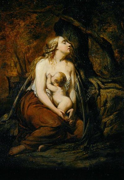 Anne ve Çocuk (tuval üzerine yağlı boya) by John Linnell