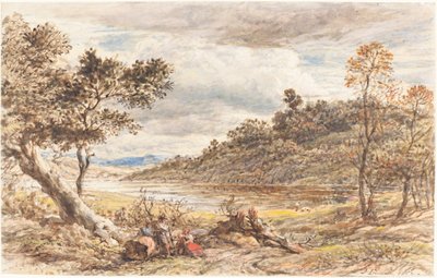 Devrilmiş Bir Ağacın Yanında Dinlenen Yolcular by John Linnell