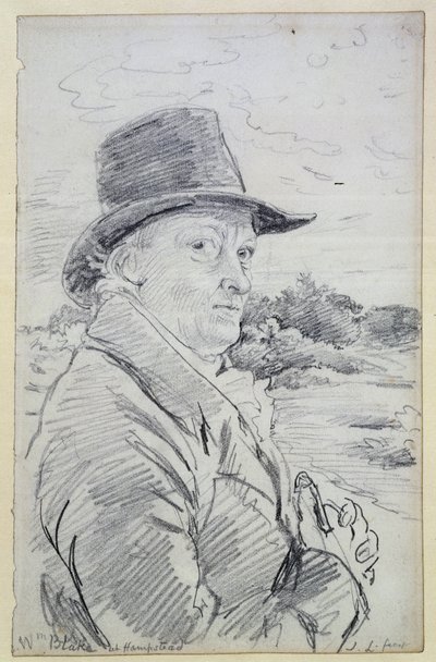 William Blake Şapka Takıyor, (yazıt: Wm Blake at Hampstead
