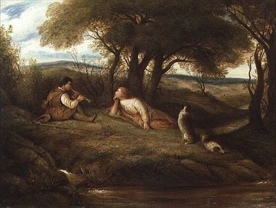 Çoban ve Köpeklerine Müzik Çalan Genç Adam by John Linnell
