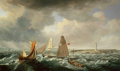 Bir Brigantine, bir Hollanda Galiot ve Balıkçı Gemileri (tuval üzerine yağlı boya) by John Lynn