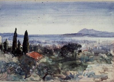 Toulon Limanına Aşağı Bakmak (wc) by John MacWhirter