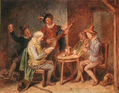 Müzikli Parti (kağıt üzerine sulu boya) by John Massey Wright