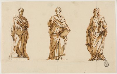 John Locke Heykeli İçin Üç Çalışma by John Michael Rysbrack