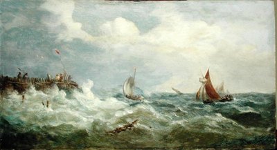 Liman Ağzı İçin Yapılan Tekneler (panelde yağlı boya) by John Moore