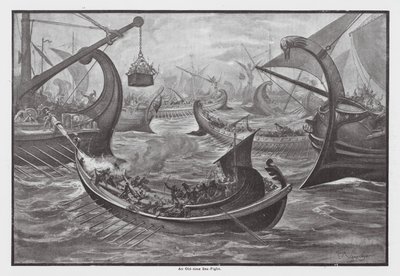Eski Zamanlarda Bir Deniz Savaşı (taş baskı) by John Moyr Smith