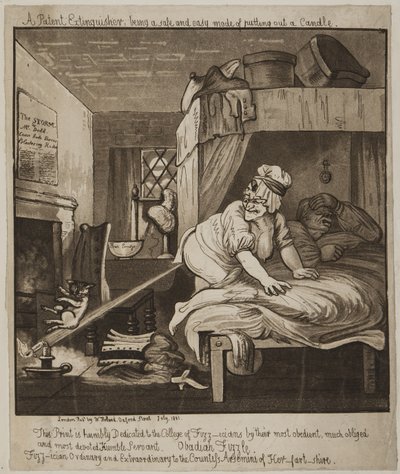 Patentli Söndürücü, güvenli ve Kolay modda Mum Söndürme, 1801 (aquatint) by John Nixon