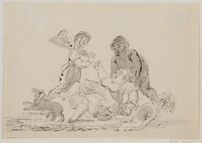 Bir Sokak Kazası, 1804 (kağıt üzerine kalem, fırça ve mürekkep) by John Nixon